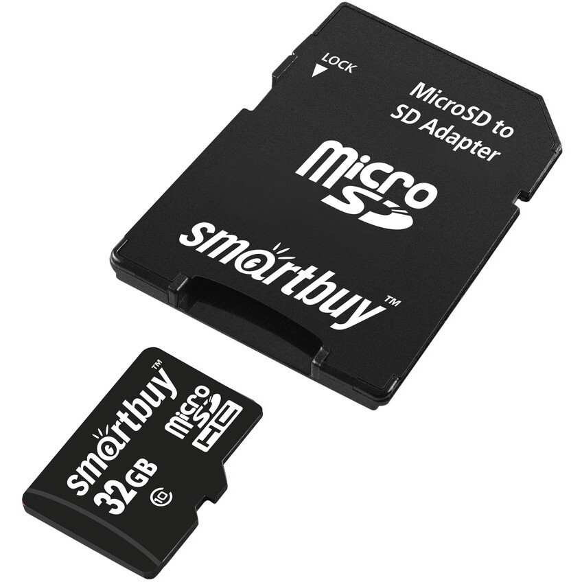 Карта памяти 32GB MicroSD SmartBuy + SD адаптер (SB32GBSDCL10-01LE)