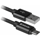 Кабель USB A (M) - microUSB B (M), 1м, Defender USB08-03T Black (87802)