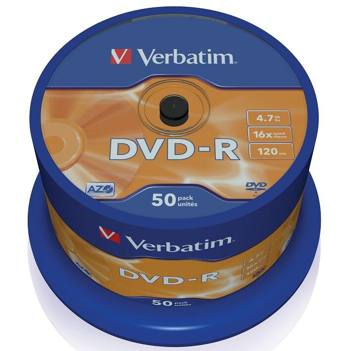 Диск DVD-R Verbatim 4.7GB 16x Cake Box (50 шт.)