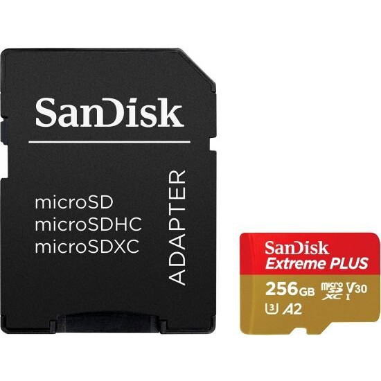 Карта памяти 256Gb MicroSD SanDisk Extreme Plus + SD адаптер  (SDSQXBZ-256G-GN6MA) - фото 2