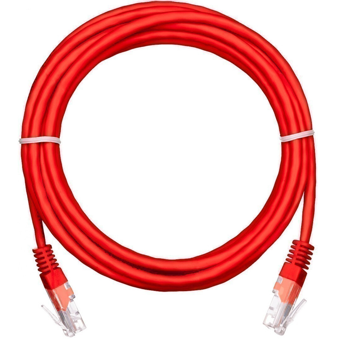 Патч-корд NETLAN EC-PC4UD55B-BC-PVC-100-RD-5, 10м, 5 шт.