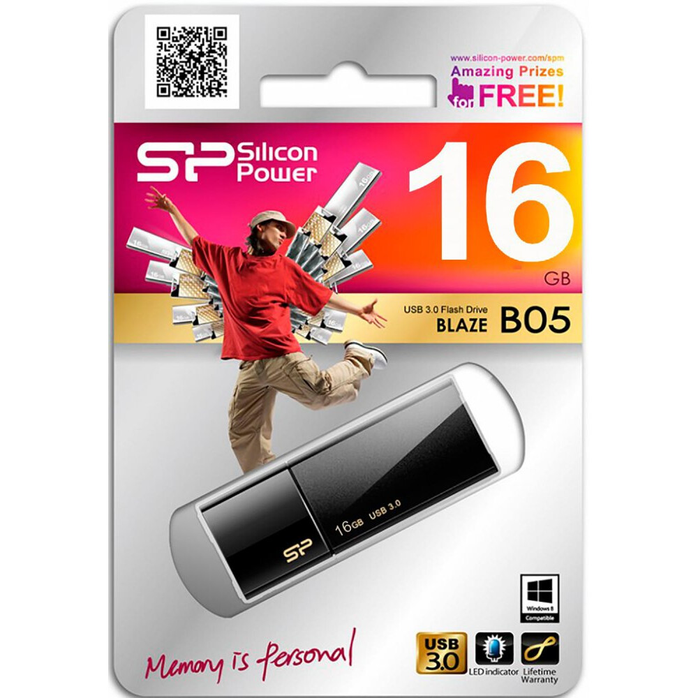 USB Flash накопитель 16Gb Silicon Power Blaze B05 Black (SP016GBUF3B05V1K) - фото 2