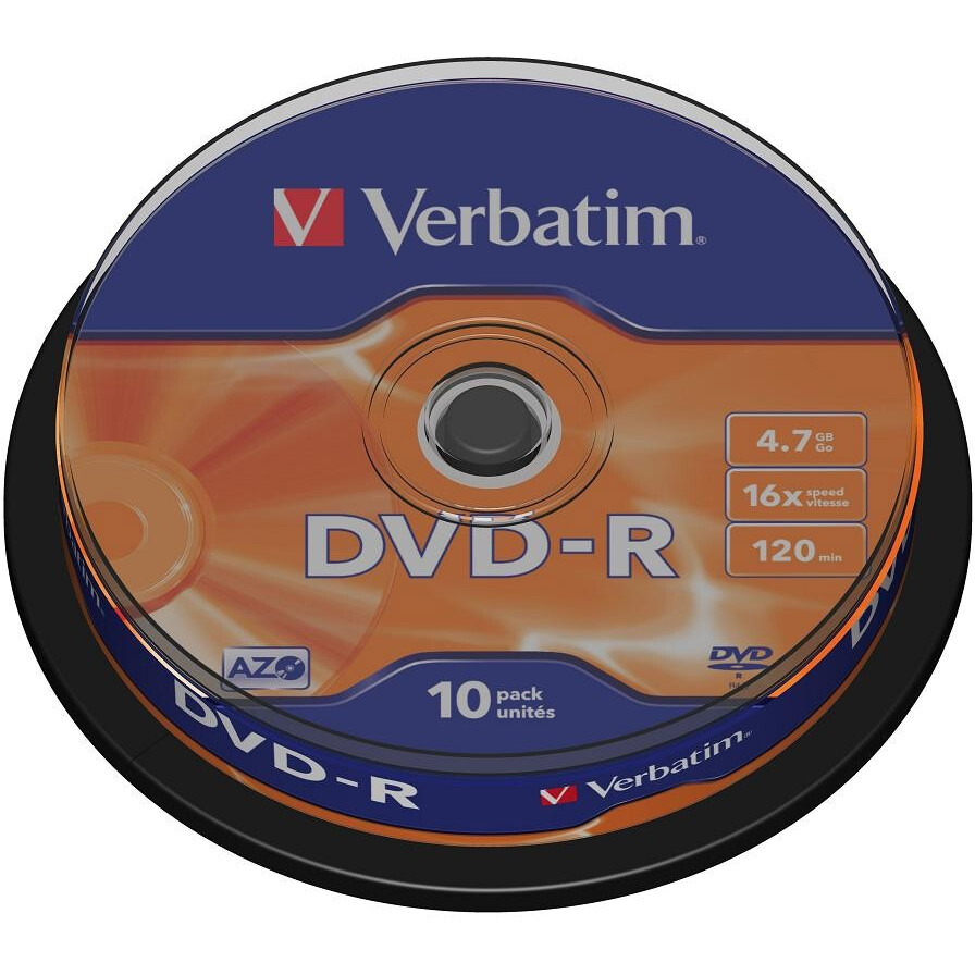 Диск DVD-R Verbatim 4.7GB 16x Cake Box (10 шт.)