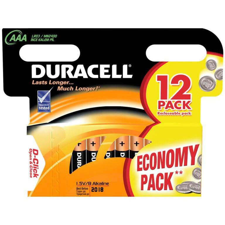 Батарейка Duracell Basic/Extra Life (AAA, 12 шт.) - LR03-12BL