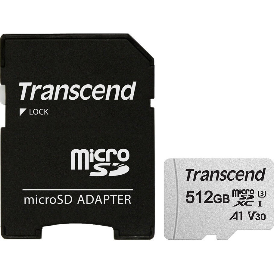 Карта памяти 512GB MicroSD Transcend 300S + SD адаптер (TS512GUSD300S-A)
