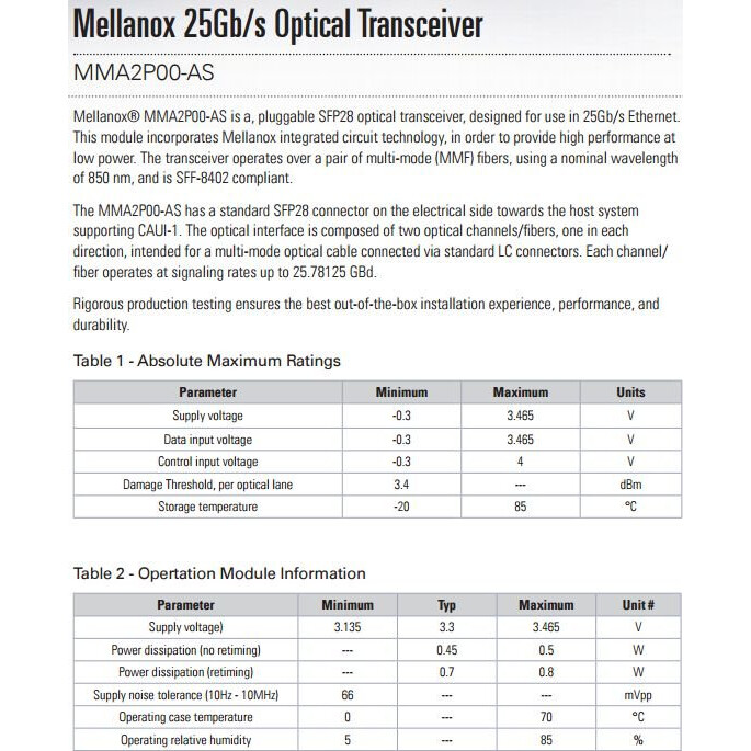 Трансивер Mellanox MMA2P00-AS - фото 2