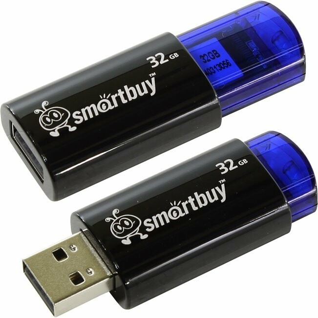USB Flash накопитель 32Gb SmartBuy Click Black/Blue (SB32GBCL-B)