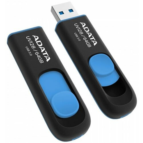 USB Flash накопитель 64Gb ADATA UV128 Black/Blue - AUV128-64G-RBE