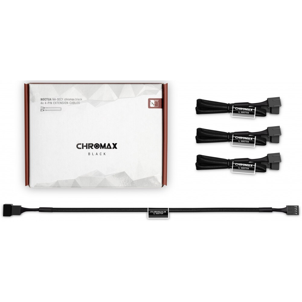 Кабель удлинительный 4-pin - 4-pin, 0.3м, Noctua NA-SEC1 Chromax Black (4 шт.) - NA-SEC1.BLACK