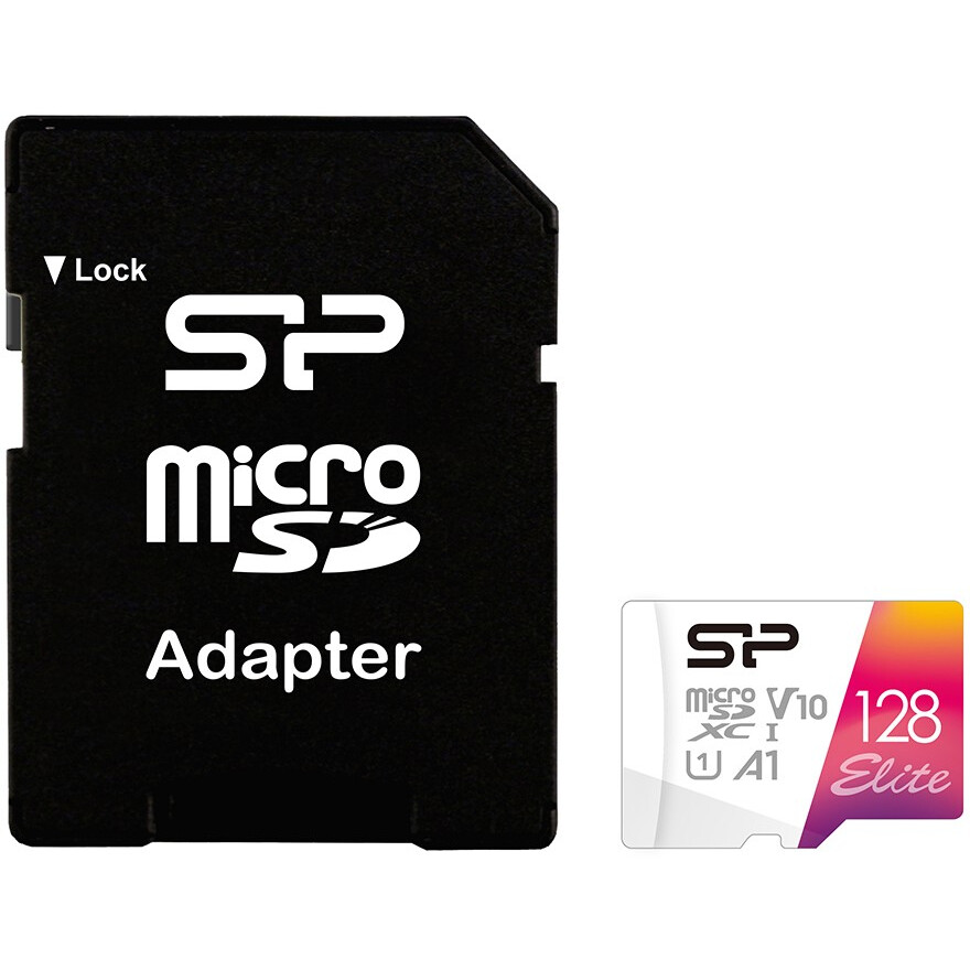 Карта памяти 128GB MicroSD Silicon Power Elite + SD адаптер (SP128GBSTXBV1V20SP)