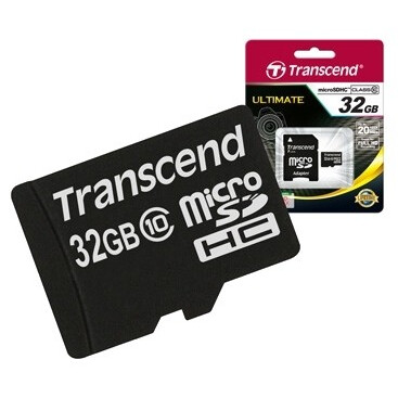 Карта памяти 32GB MicroSD Transcend + SD адаптер (TS32GUSDHC10)