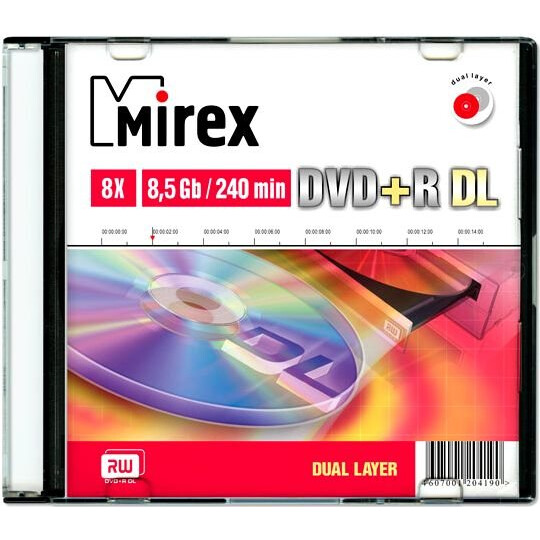 Диск DVD+R Mirex 8.5GB 8x Slim Case (1 шт.)