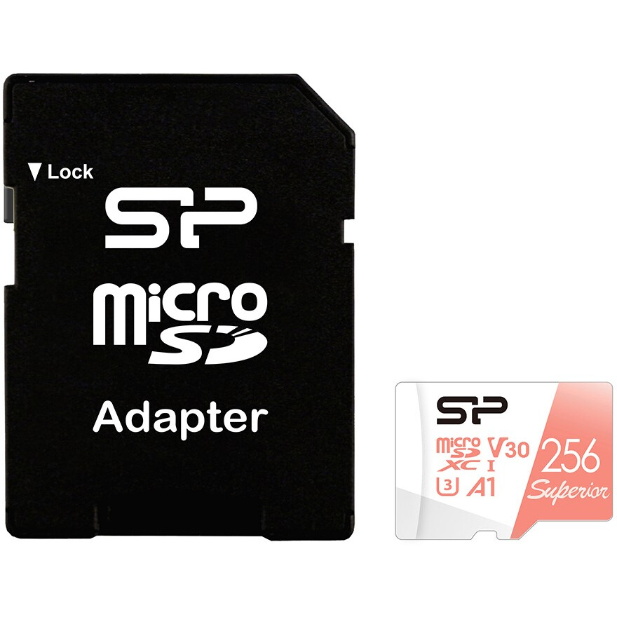 Карта памяти 256GB MicroSD Silicon Power Superio A1 + SD адаптер (SP256GBSTXDV3V20SP)