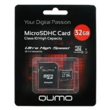 Карта памяти 32Gb MicroSD QUMO + SD адаптер (QM32GMICSDHC10U1)