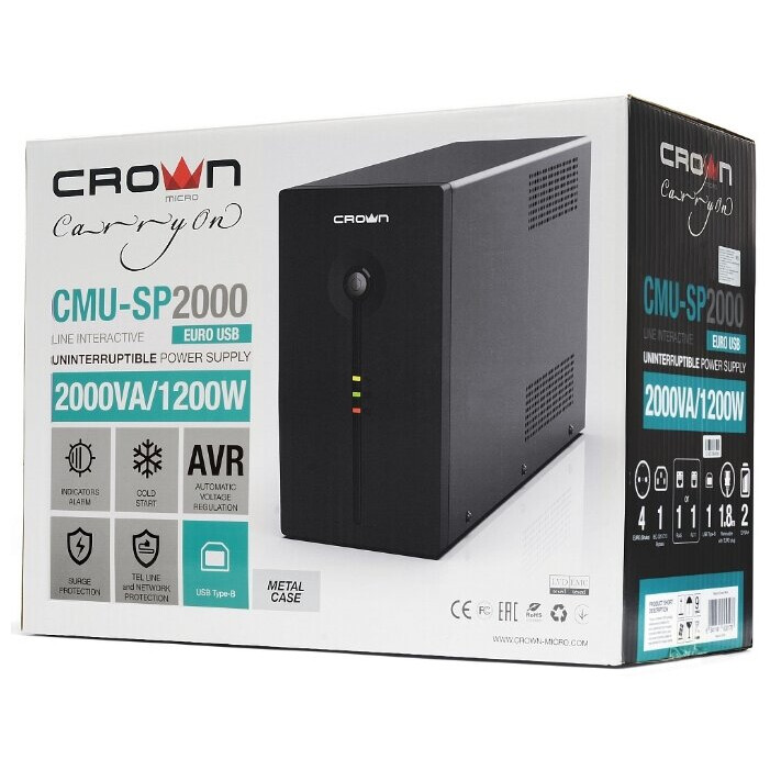 ИБП Crown CMU-SP2000EURO USB - фото 4