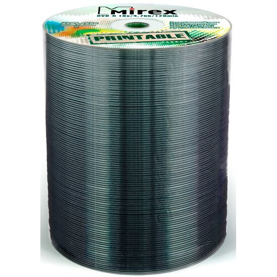 Диск DVD-R Mirex 4.7Gb 16x Shrink Printable (100шт) (203315)