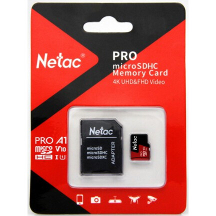 Карта памяти 16GB MicroSD Netac P500 Extreme Pro + SD адаптер (NT02P500PRO-016G-R)