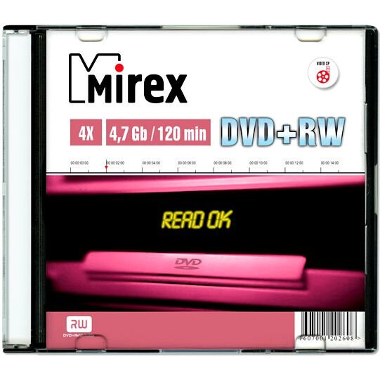 Диск DVD+RW Mirex 4.7Gb 4x Slim Case (1 шт.) (202608)