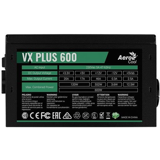 Блок питания 600W AeroCool VX-600 PLUS - EN62772 - фото 3