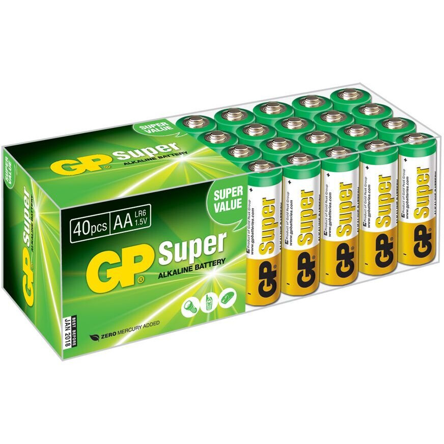 Батарейка GP 15A Super Alkaline (AA, 40 шт.) - 15A-2CRVS40/4891199155512