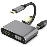 Переходник USB Type-C - HDMI/USB3.0/USB Type-C/VGA, Telecom TUC055