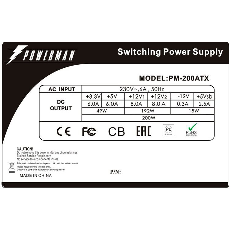 Блок питания 200W PowerMan PM-200ATX OEM - фото 3