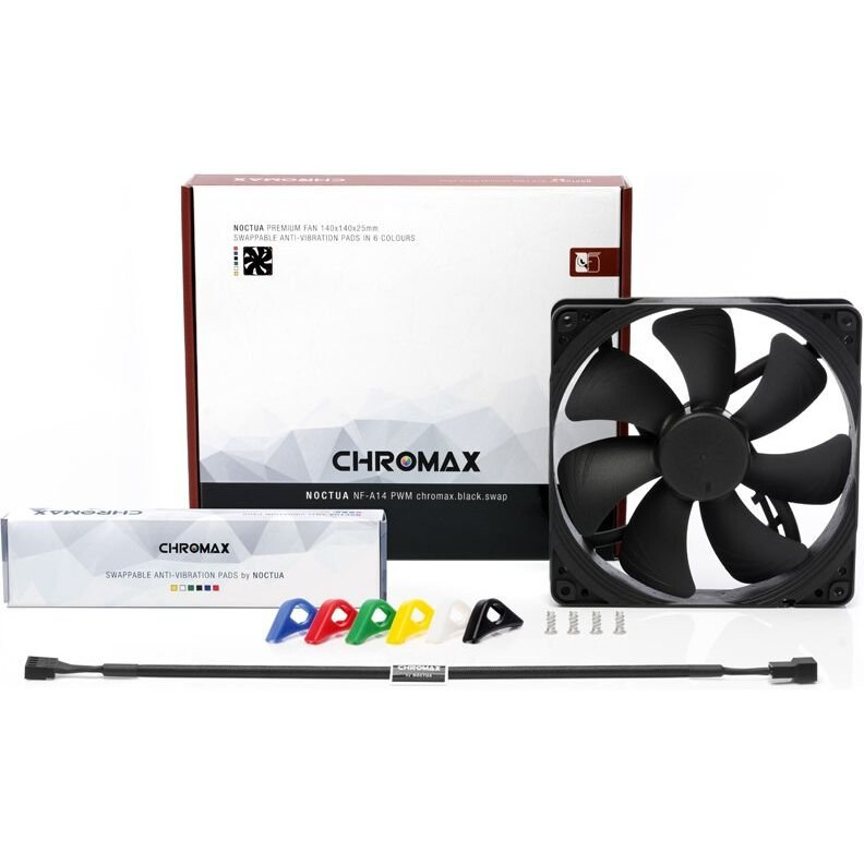 Вентилятор для корпуса Noctua NF-A14 PWM Chromax - NF-A14-PWM-CH.BK.S - фото 2