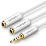 Разветвитель 3.5 Jack (M) - 2x 3.5 Jack (F), 0.25м, UGREEN AV134 White (10739)