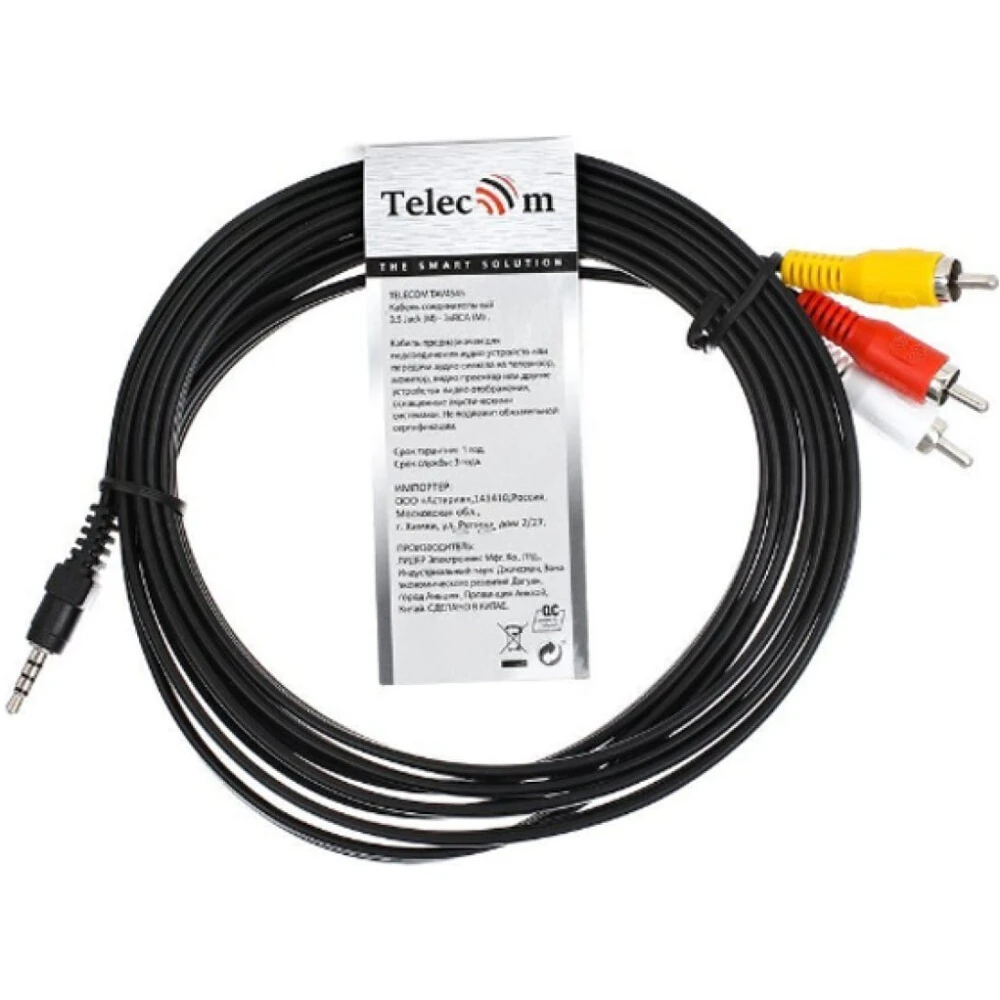 Кабель 3.5 Jack (M) - 3x RCA (M), 3м, Telecom TAV4545-3M - фото 2