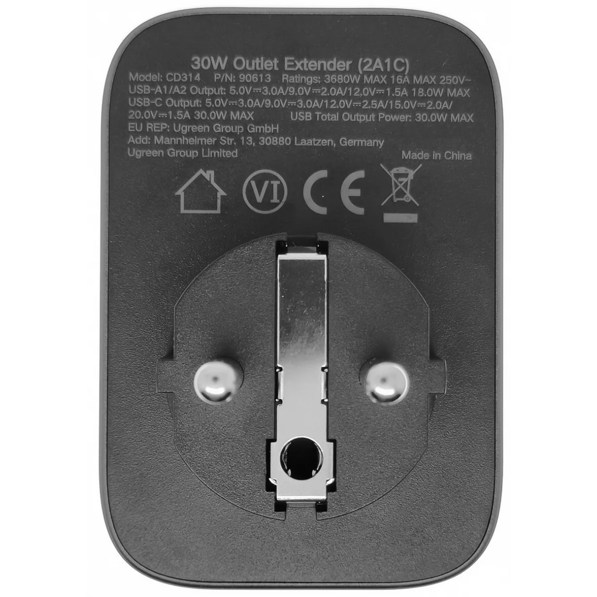 Сетевой разветвитель UGREEN CD314 Black (90613) - фото 2