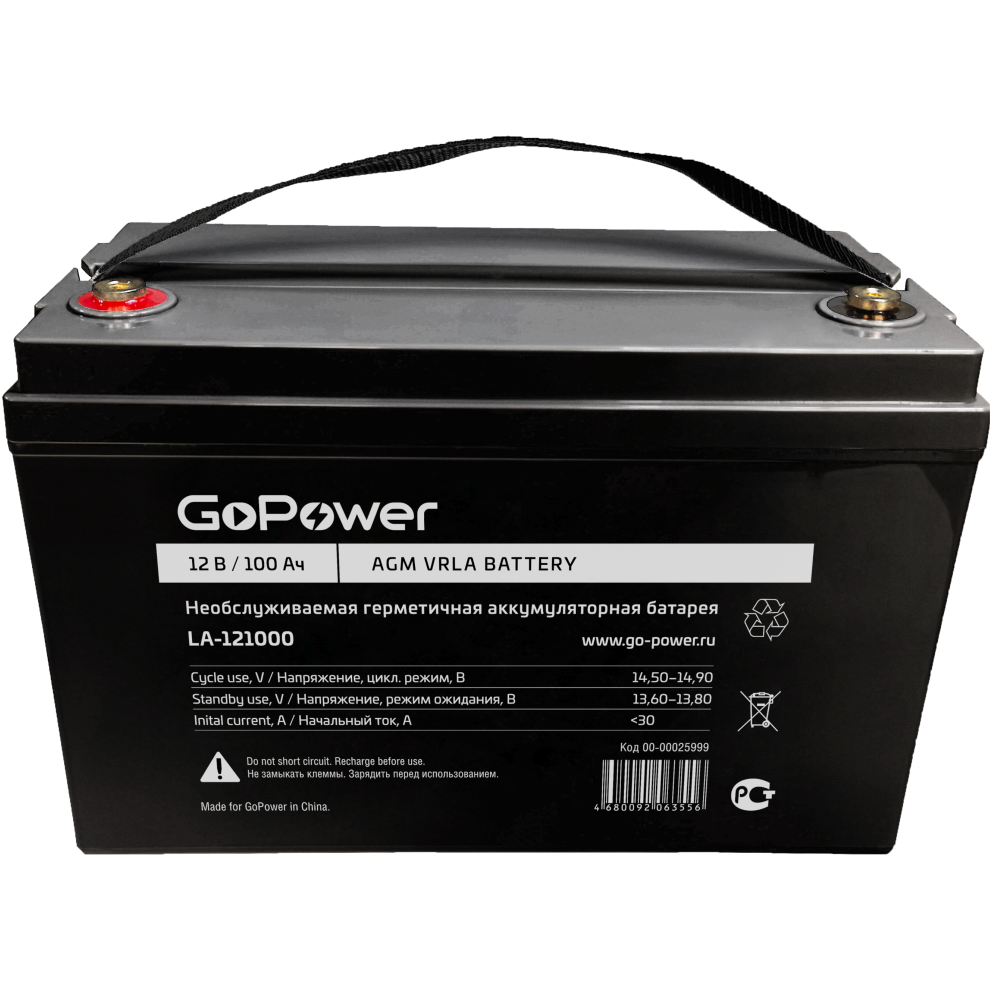 Аккумуляторная батарея GoPower LA-121000 - 00-00025999