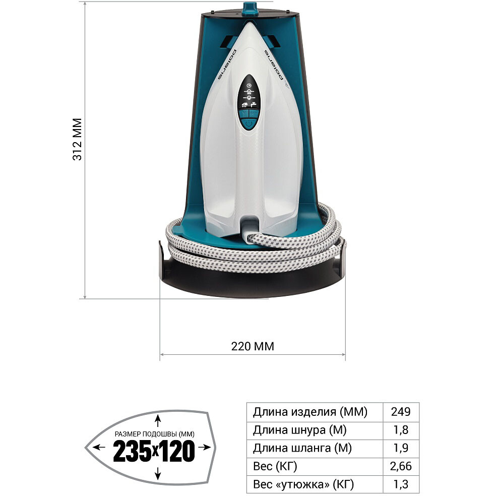 Парогенератор Polaris PSS7570K White/Turquoise - PSS 7570K - фото 4