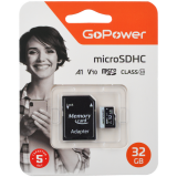 Карта памяти 32Gb MicroSD GoPower + SD адаптер (00-00025675)