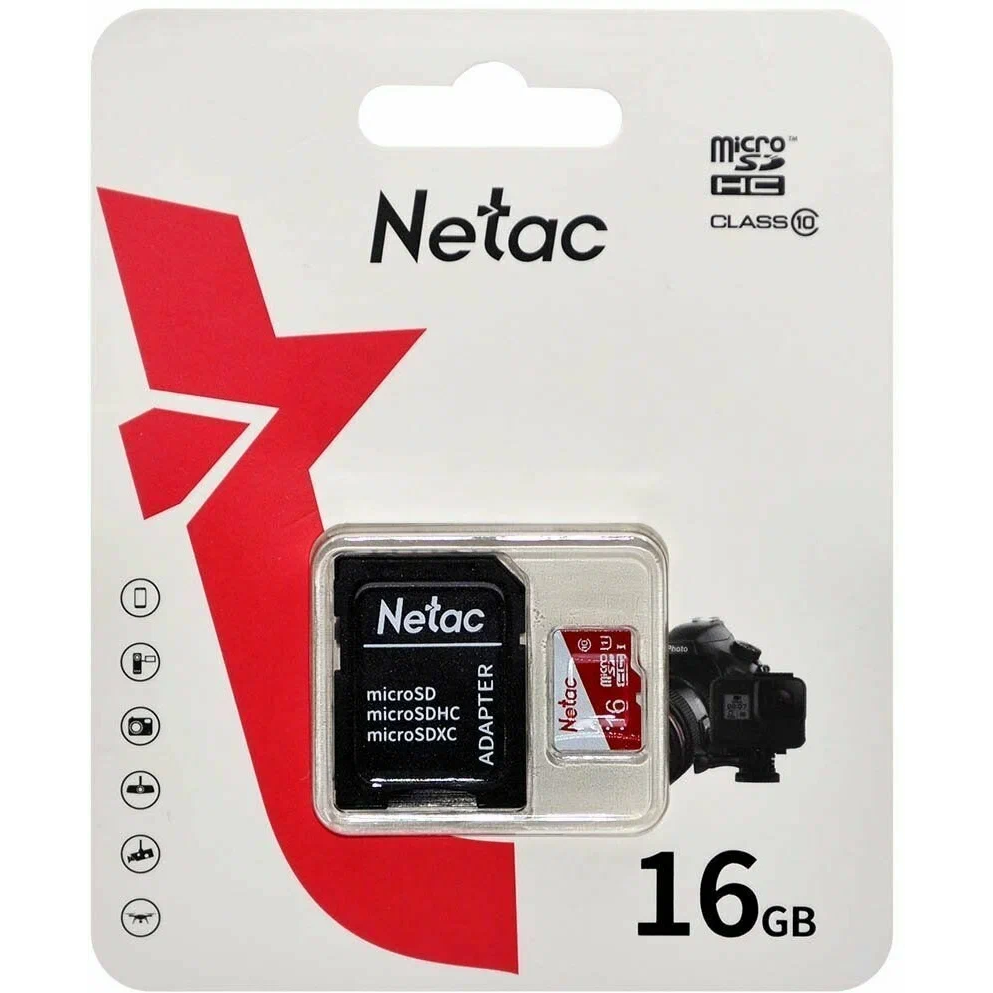Карта памяти 16GB MicroSD Netac P500 ECO + SD адаптер (NT02P500ECO-016G-R)