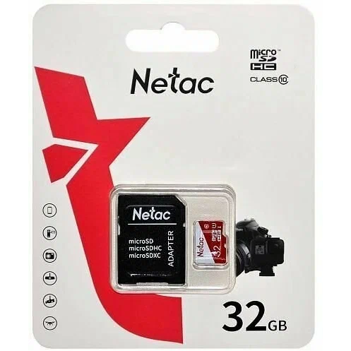 Карта памяти 32GB MicroSD Netac P500 ECO + SD адаптер (NT02P500ECO-032G-R)