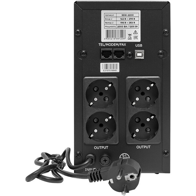 ИБП EKF E-Power SSW 200 2000 ВА - SSW-2200 - фото 5