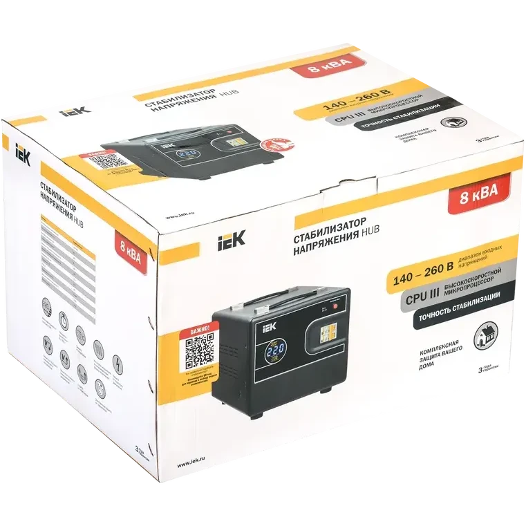 Стабилизатор напряжения IEK HUB 8кВА - IVS21-1-008-13 - фото 2
