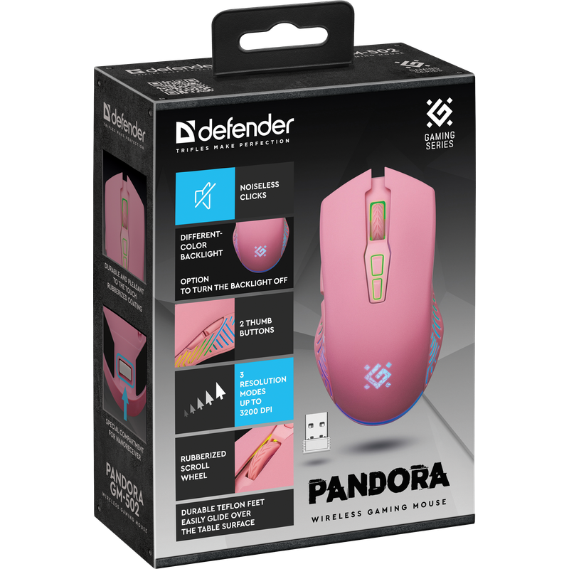 Мышь Defender Pandora GM-502 Pink (52501) - фото 3