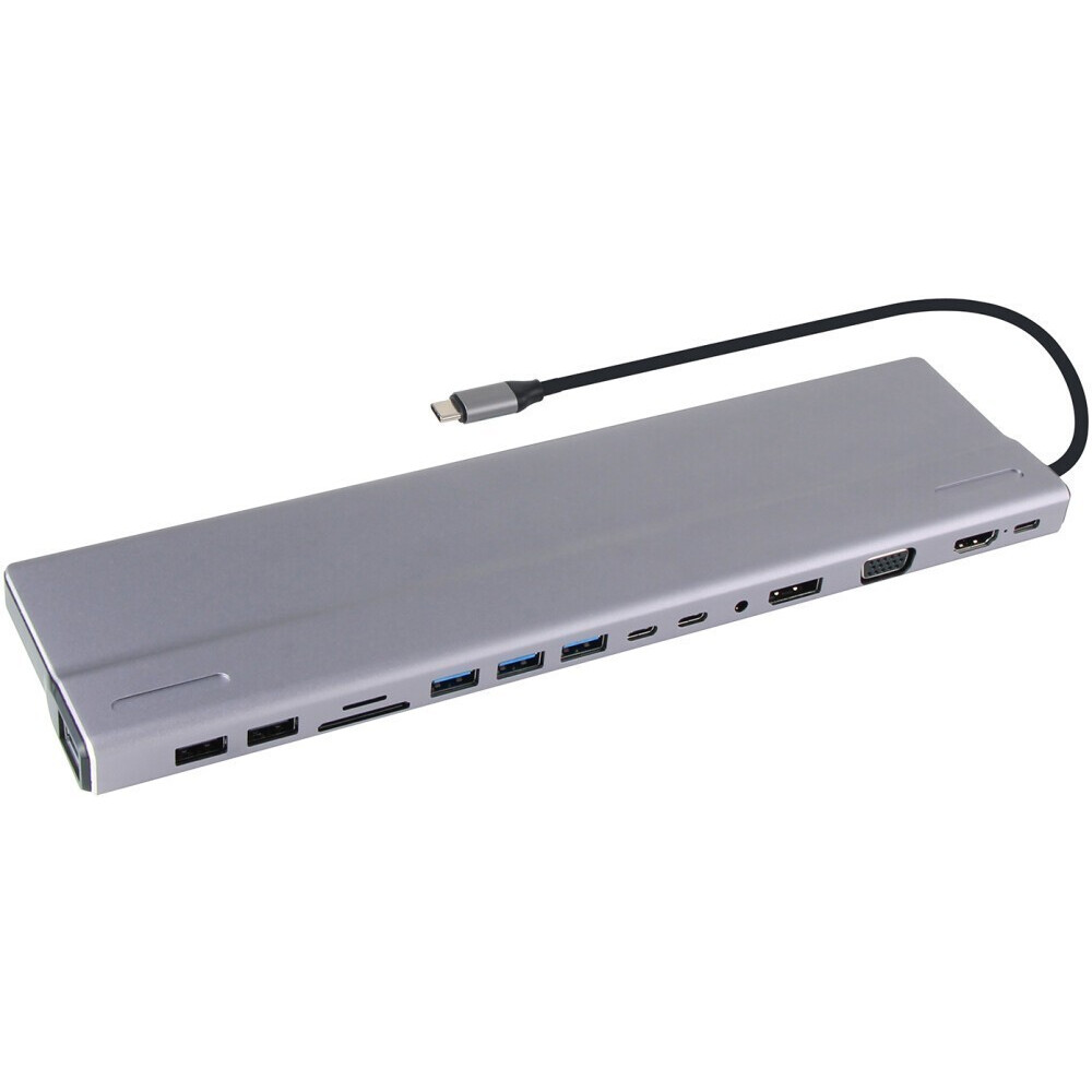 Док-станция VCOM 15 in 1 USB 3.2 Docking Station Space Gray (CU4703)