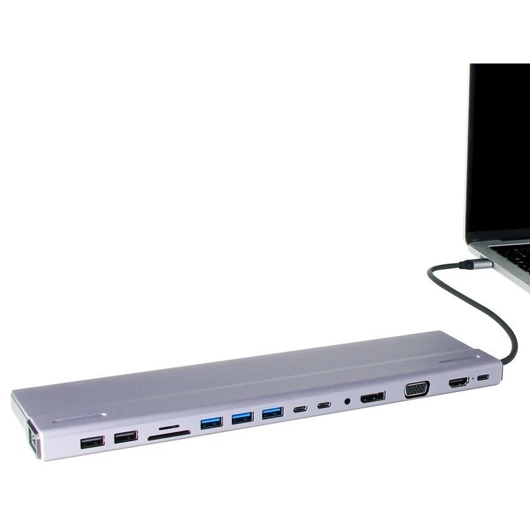 Док-станция VCOM 15 in 1 USB 3.2 Docking Station Space Gray (CU4703) - фото 2