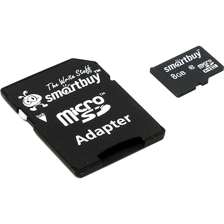 Карта памяти 8GB MicroSD SmartBuy + SD адаптер (SB8GBSDCL10-01)