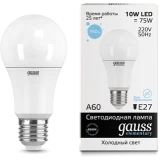 Светодиодная лампочка Gauss Elementary A60 6500K (10 Вт, E27) 10 шт. (23230)