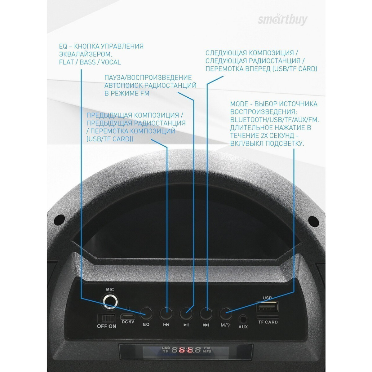 Портативная акустика SmartBuy ROCKET Black (SBS-5100) - фото 7