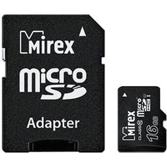 Карта памяти 16GB MicroSD Mirex + SD адаптер  (13613-ADSUHS16)