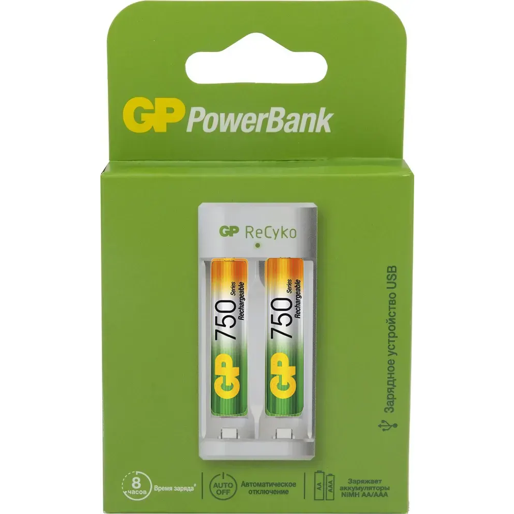 Зарядное устройство для аккумуляторов GP E211 + 2x AAA 750mAh - GP E211/75AAAHCCS-2CR1