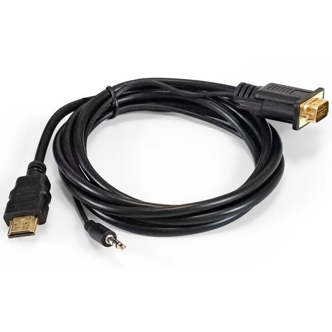 Кабель HDMI (M) - VGA (M), 1.8м, ExeGate EX-HDMIM-VGAM-3.5JackS-1.8