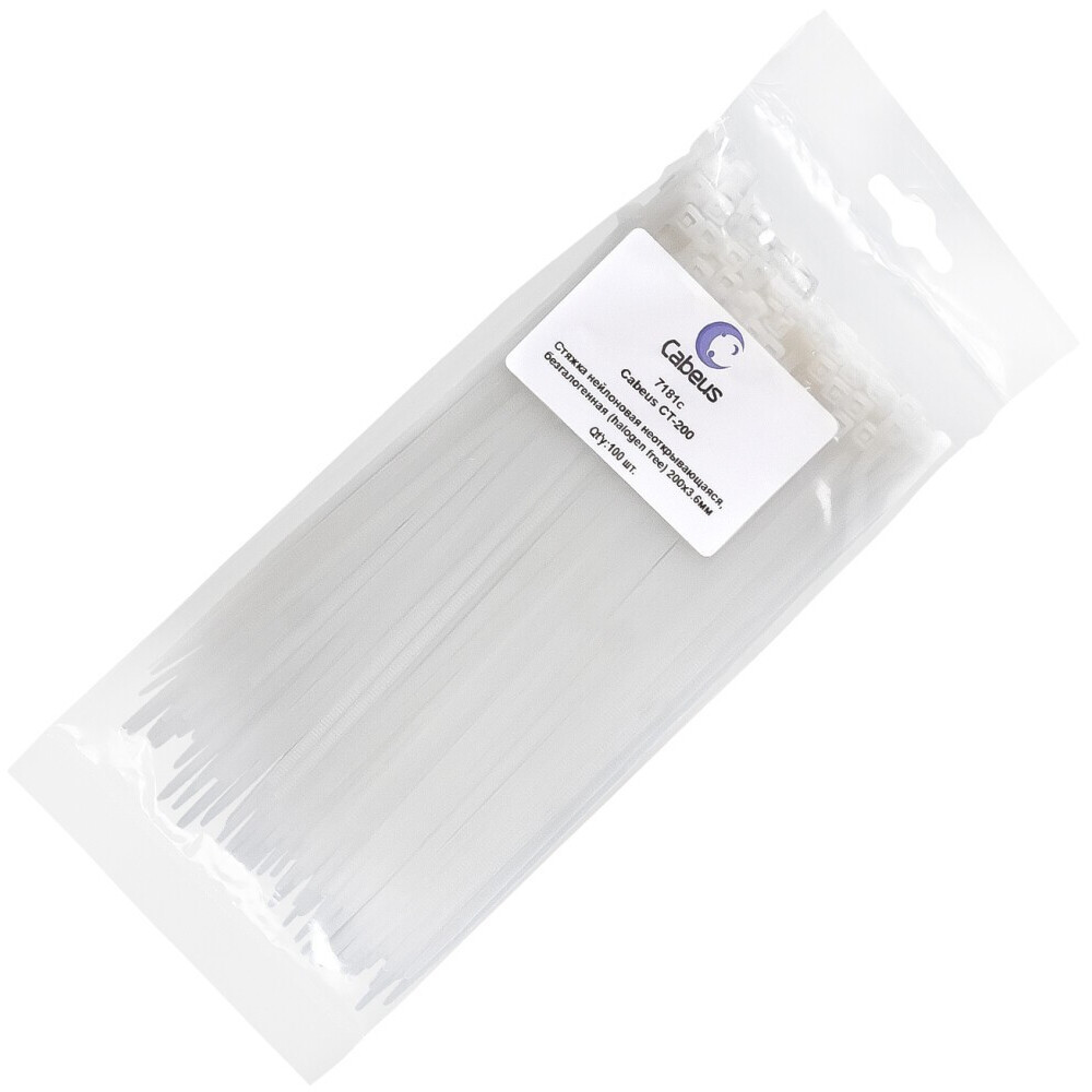 Кабельная стяжка Cabeus CT-200, 100 шт.