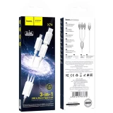 Кабель USB - microUSB/USB Type-C/Lightning, 1м, HOCO X74 White (6931474767370)