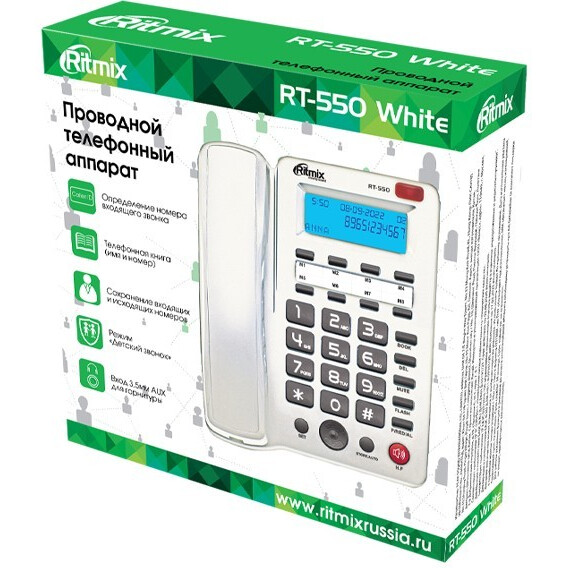 Проводной телефон Ritmix RT-550 White - фото 6