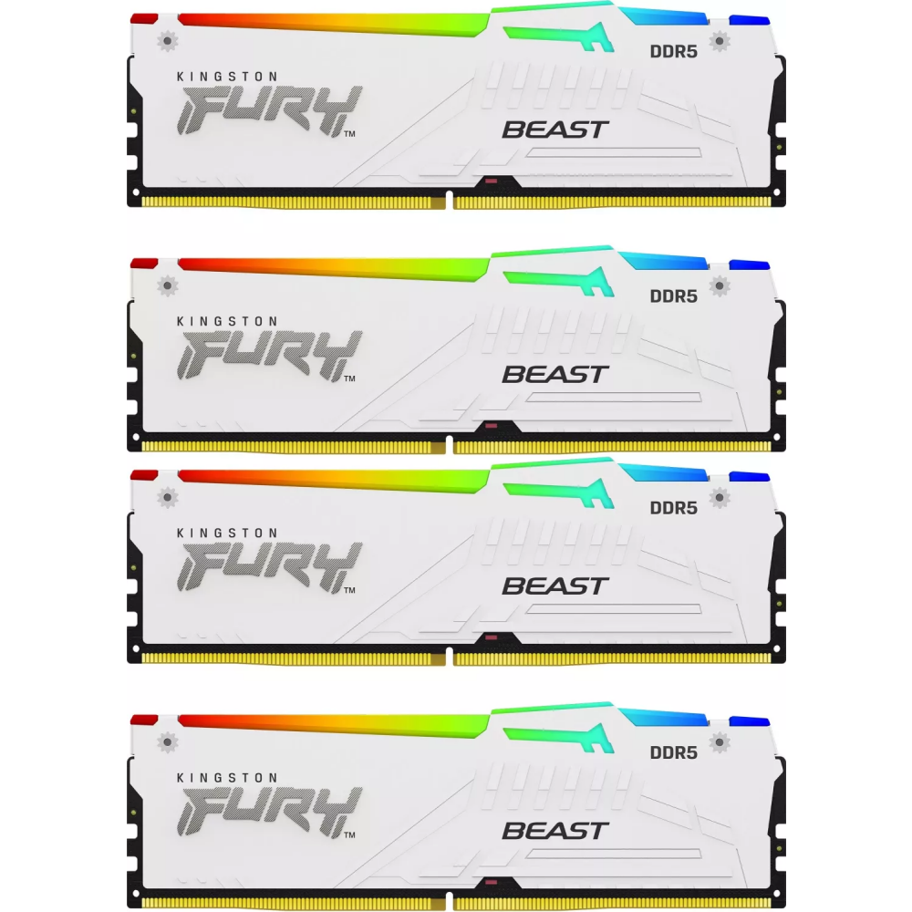 Оперативная память 128GB DDR5 5200MHz Kingston Fury Beast White RGB (KF552C40BWAK4-128) (4x32GB KIT)